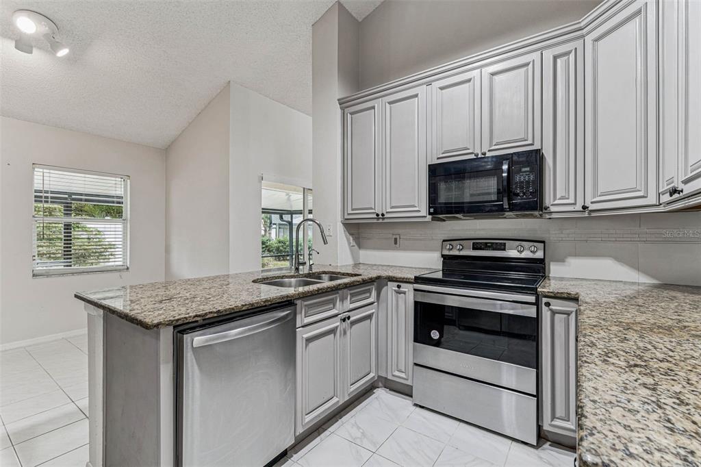 7206 Ridgeport Drive Tampa, FL 33647 - Photo 10 of 78 a kitchen with stainless steel appliances granite countertop a stove microwave and sink