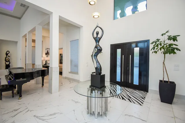 an aerial view of a house