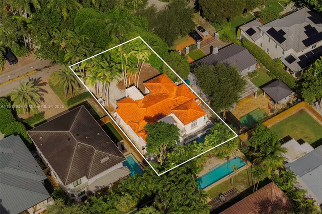 an aerial view of a house