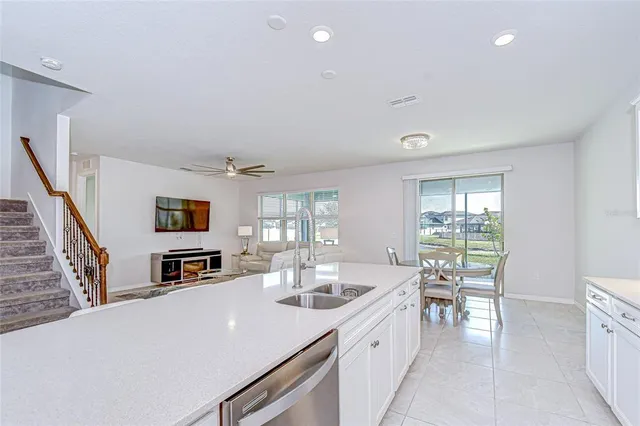 a workspace with furniture and a window