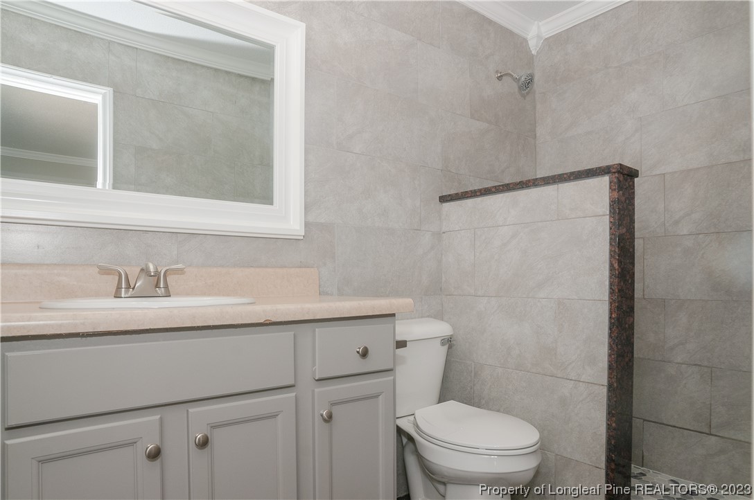 3313 Red Fox Road Spring Lake, NC 28390 - Photo 27 of 33 a bathroom with a toilet a sink a mirror and vanity