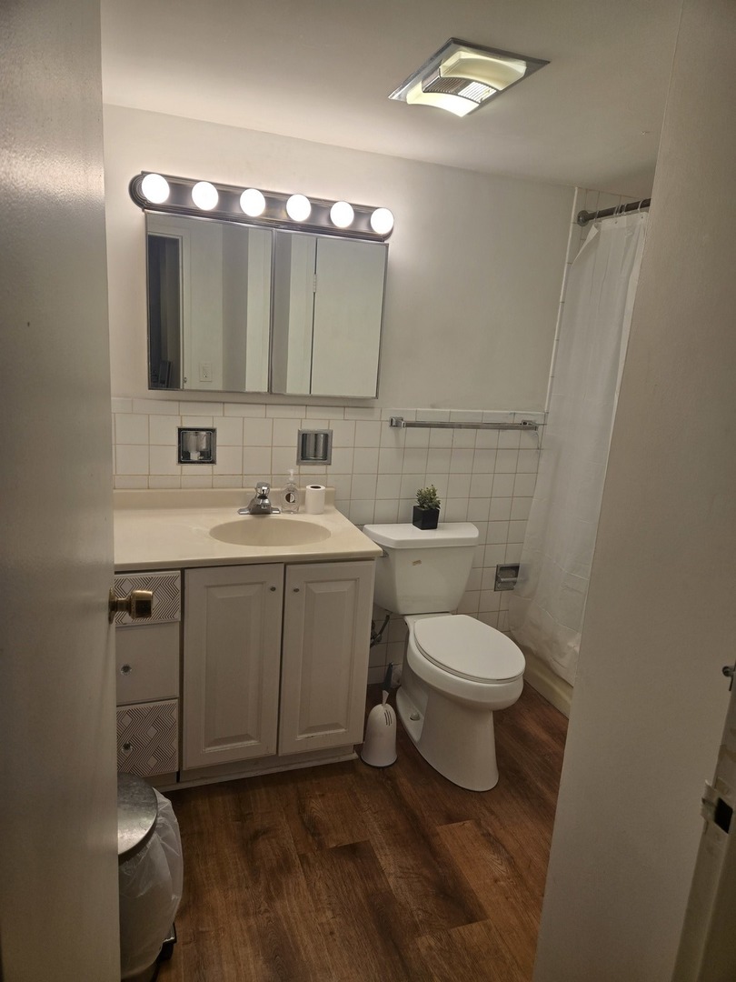 1141 Leavitt Avenue, Unit 115 Flossmoor, IL 60422 - Photo 11 of 18 a bathroom with a toilet sink vanity and mirror