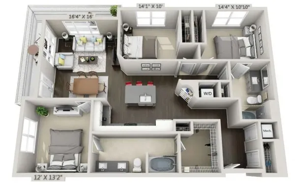 a picture of a street with lots of buildings