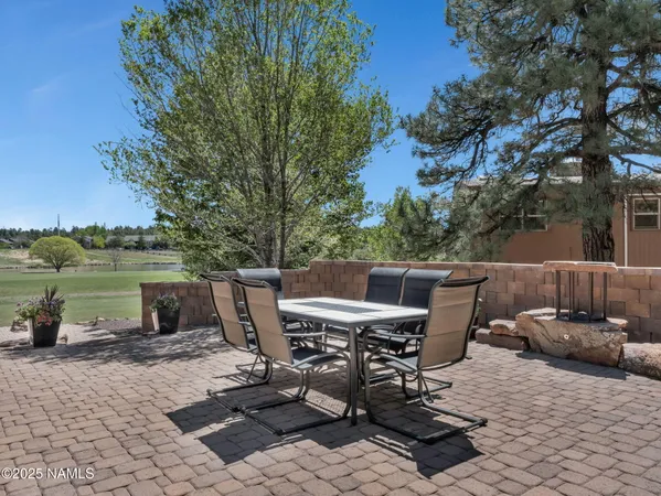 a view of a terrace with a garden