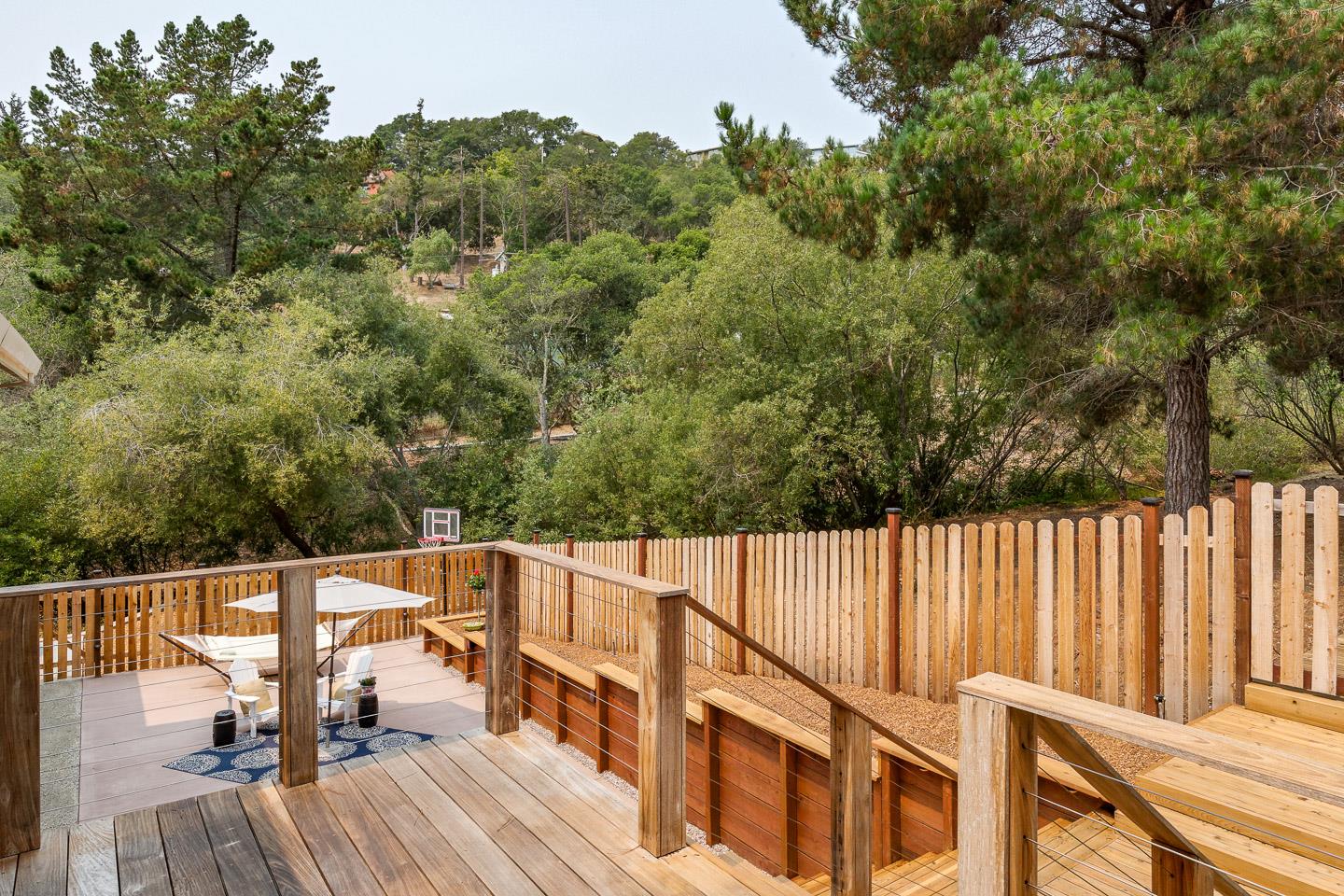 480 Hidden Valley Road Soquel, CA 95073 - Photo 36 of 72 a view of deck with two chairs and wooden fence