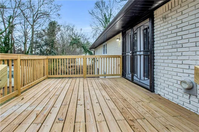a view of wooden deck