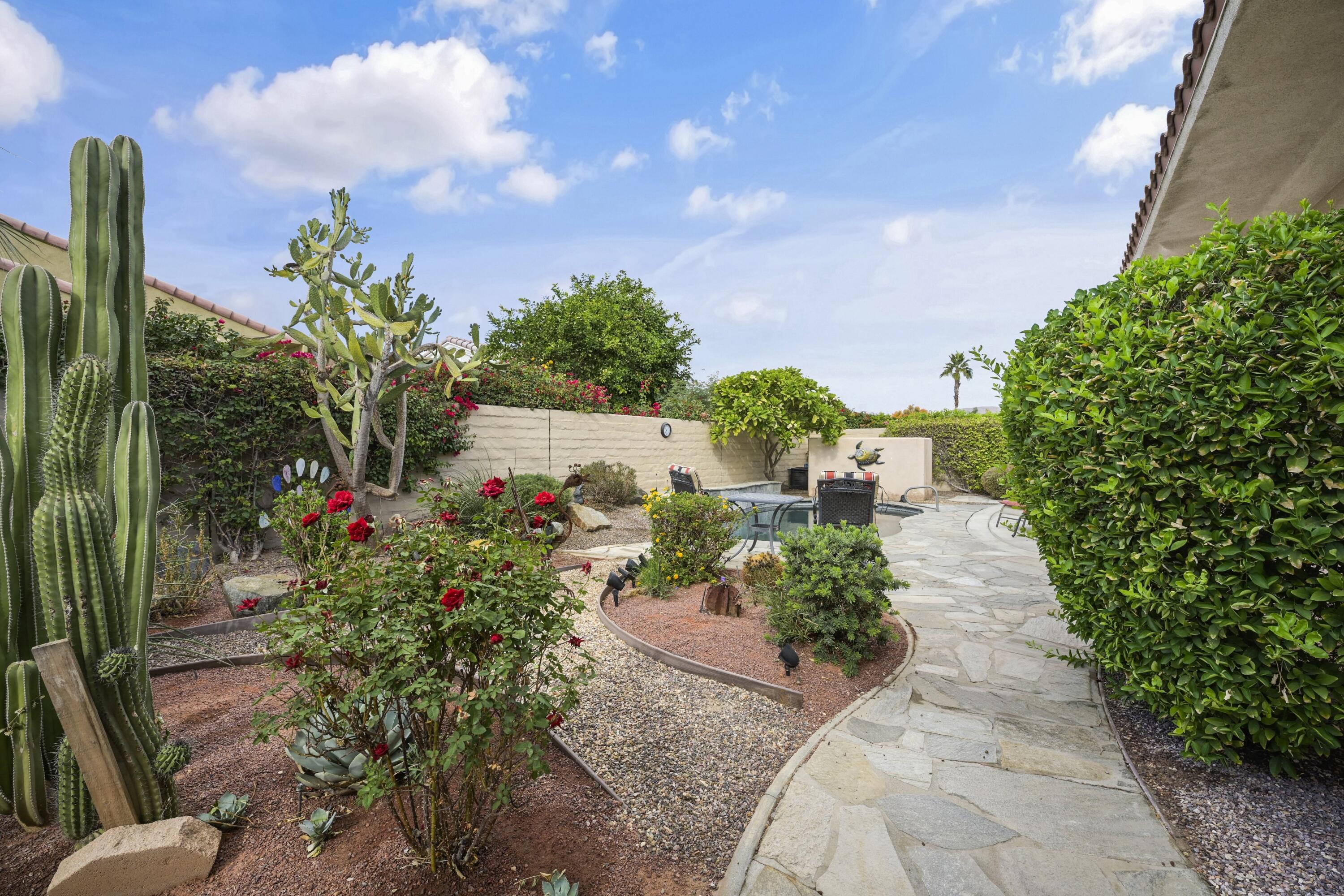 40267 Calle Ebano Indio, CA 92203 - Photo 30 of 48 a view of a backyard with potted plants and palm trees