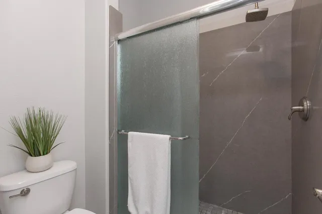 a bathroom with a shower