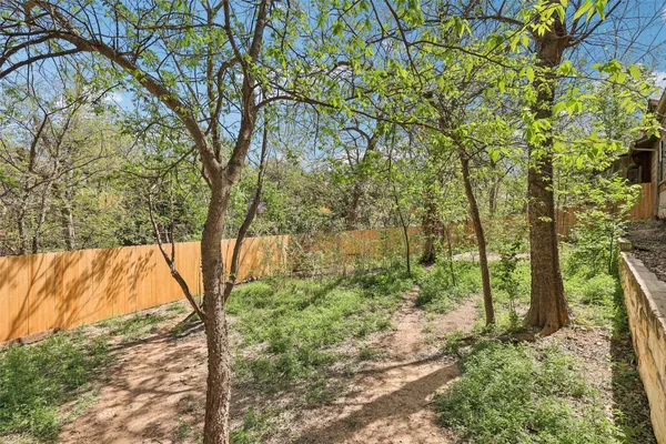 a view of a yard with a tree