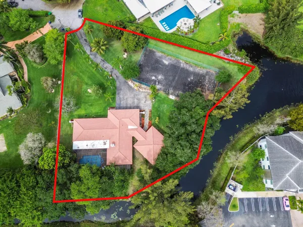 an aerial view of a house