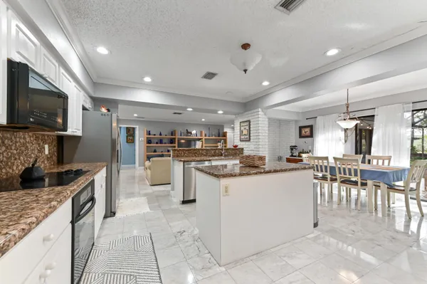 a kitchen with lots of counter top space