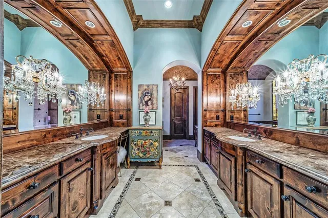 a kitchen with lots of counter top space