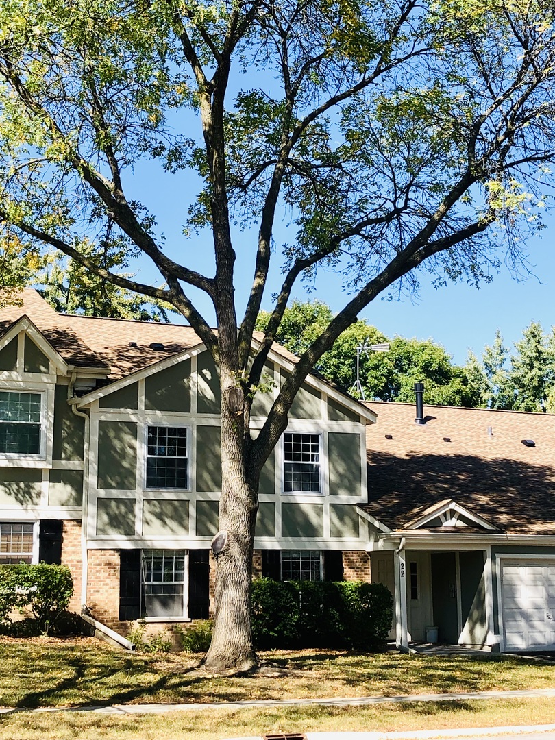 a front view of a house with a yard