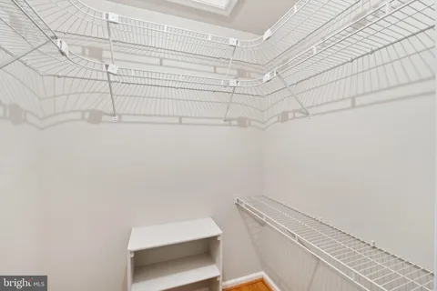 a view of a room with racks on the wall