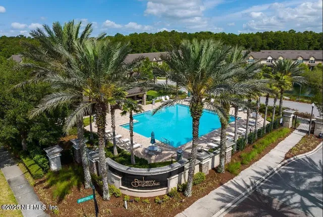 a view of a lake with a city