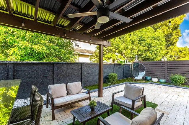 a outdoor living space with furniture