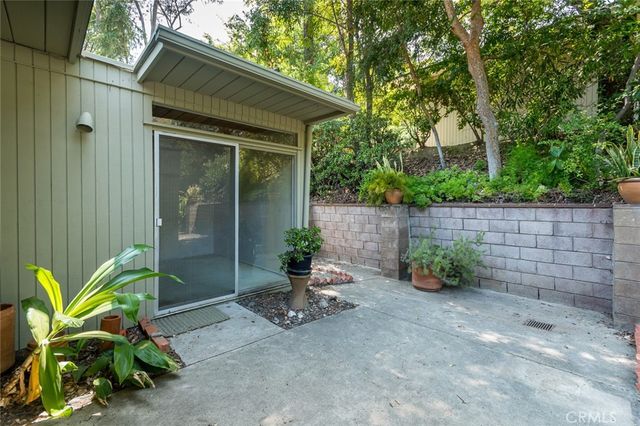 a view of a backyard with a large tree