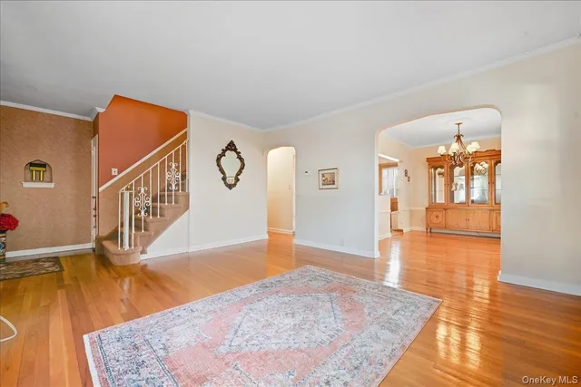 a view of a living room and dining room