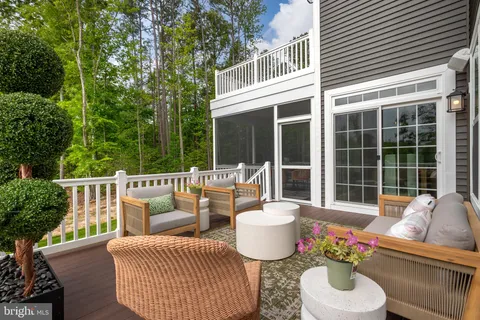 a view of a patio with couches chairs and a potted plant