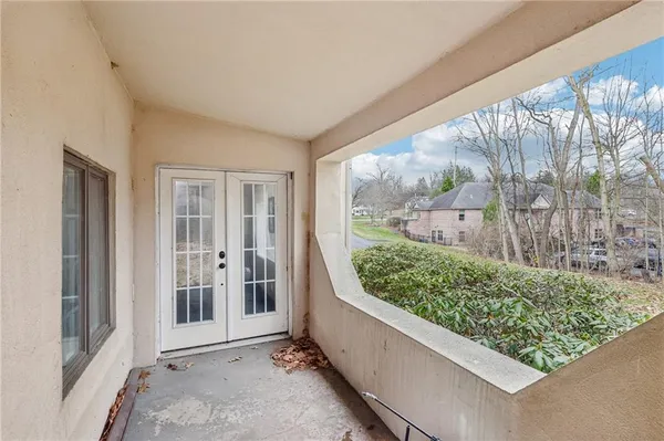 a view of a garden from a room