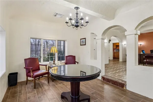 a living room with furniture