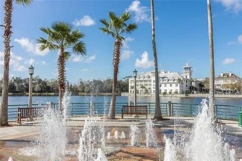 a view of a lake with houses