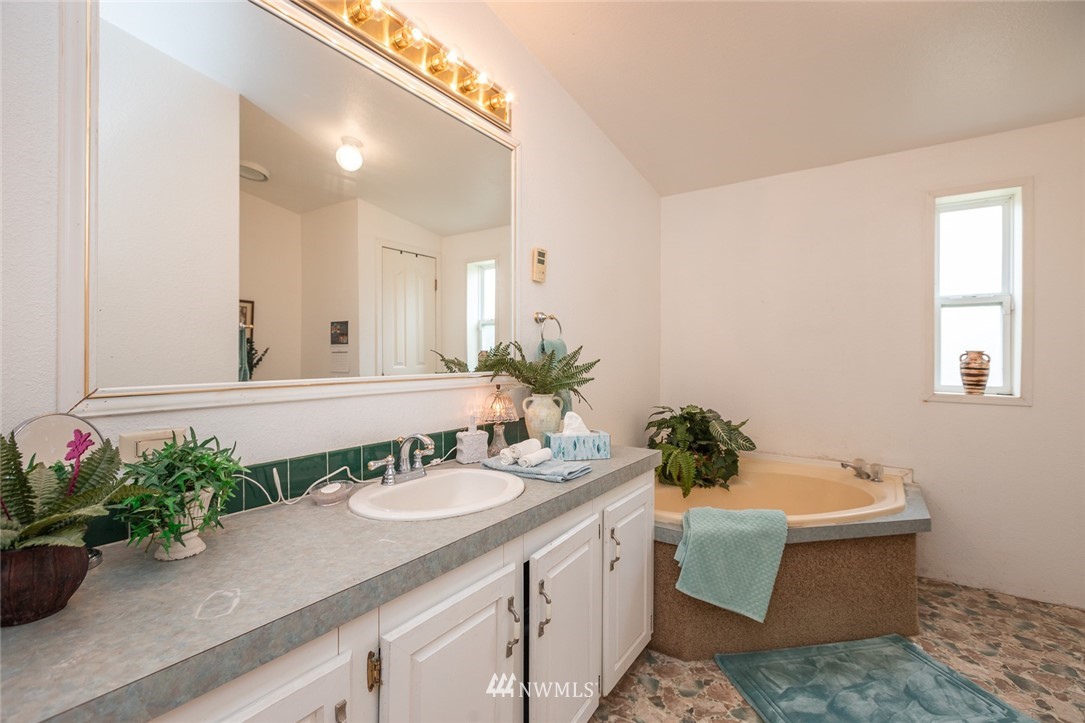 2011 Bishop Road Chehalis, WA 98532 - Photo 14 of 25 a bathroom with a sink a potted plant and a mirror
