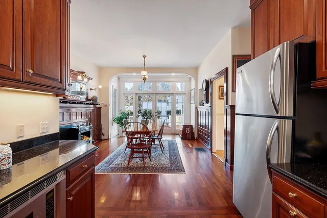 a view of a glass building from a balcony