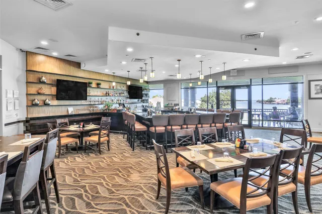 a view of a dining area with furniture