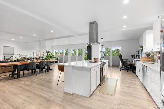a kitchen with lots of counter top space