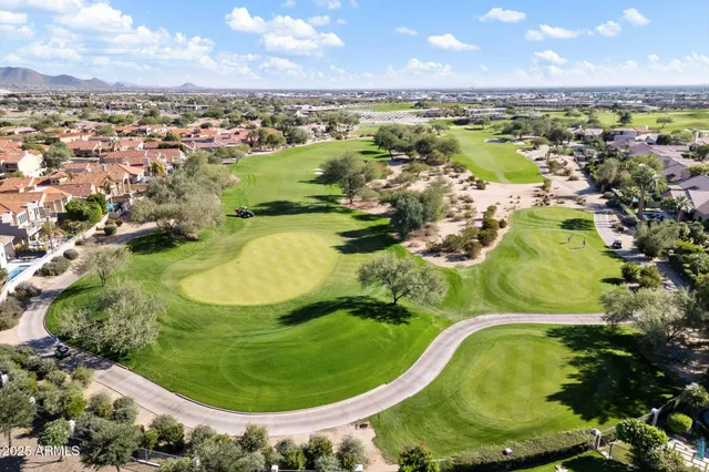 a view of a swimming pool with a yard and plants