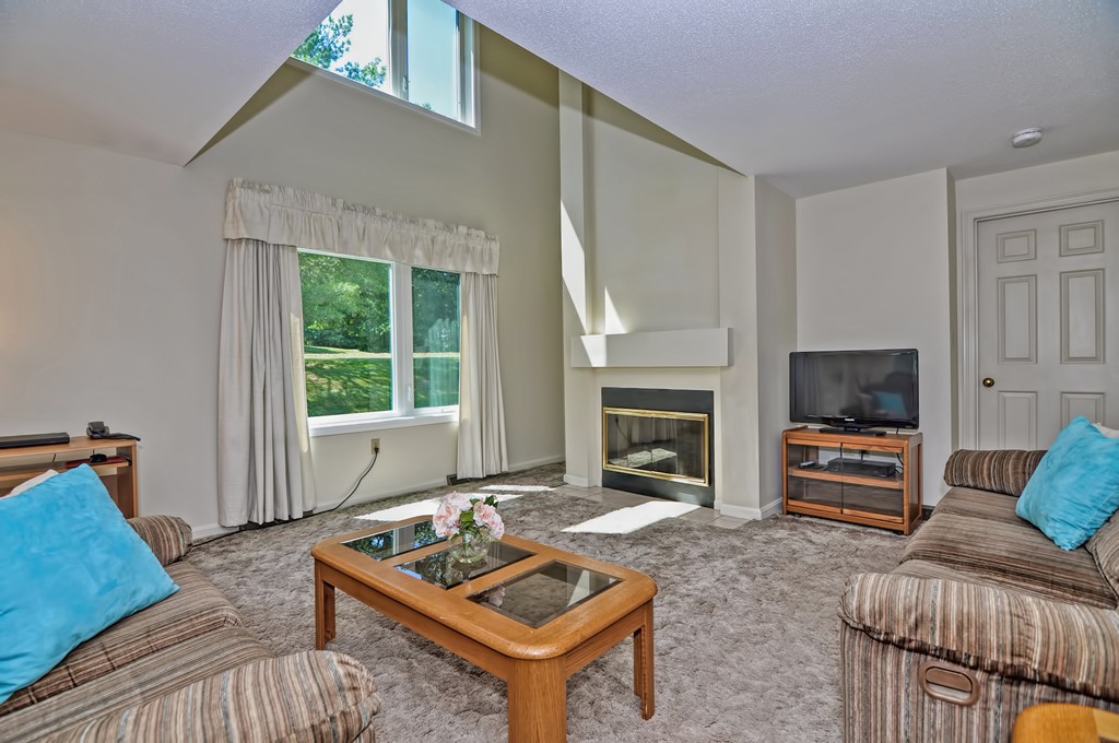 125 Stone Ridge Road, Unit 125 Franklin, MA 02038 - Photo 8 of 24 a living room with furniture a flat screen tv and a fireplace
