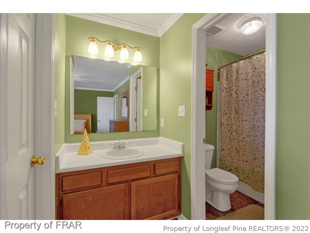 361 Camden Road Raeford, NC 28376 - Photo 20 of 36 a bathroom with a sink a toilet and shower