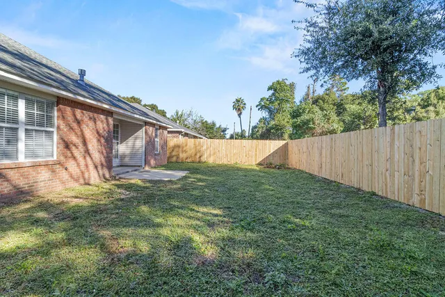 a view of backyard with tree