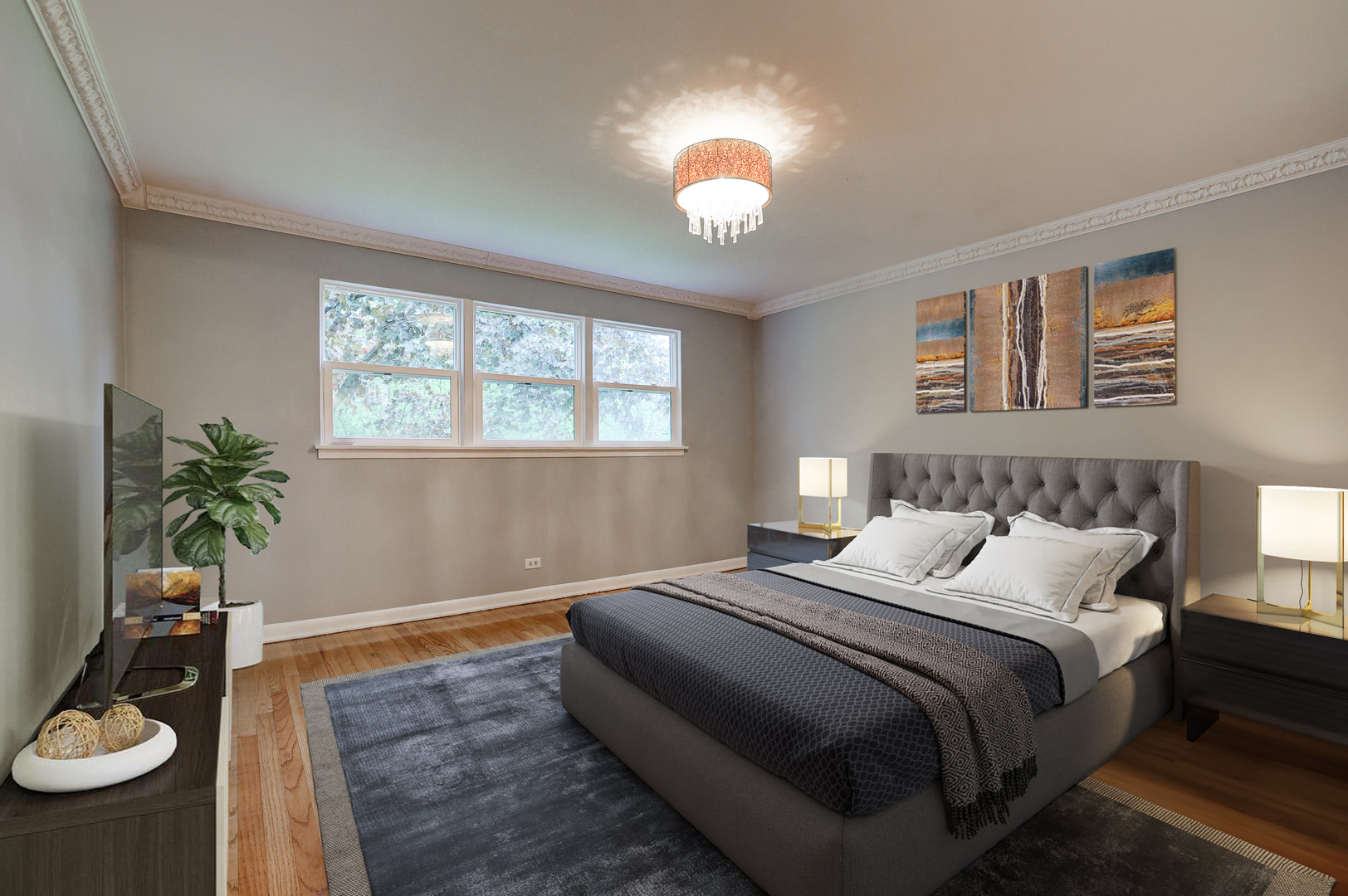 1401 Sunset Ridge Road Northbrook, IL 60062 - Photo 7 of 27 a bedroom with bed and a potted plant