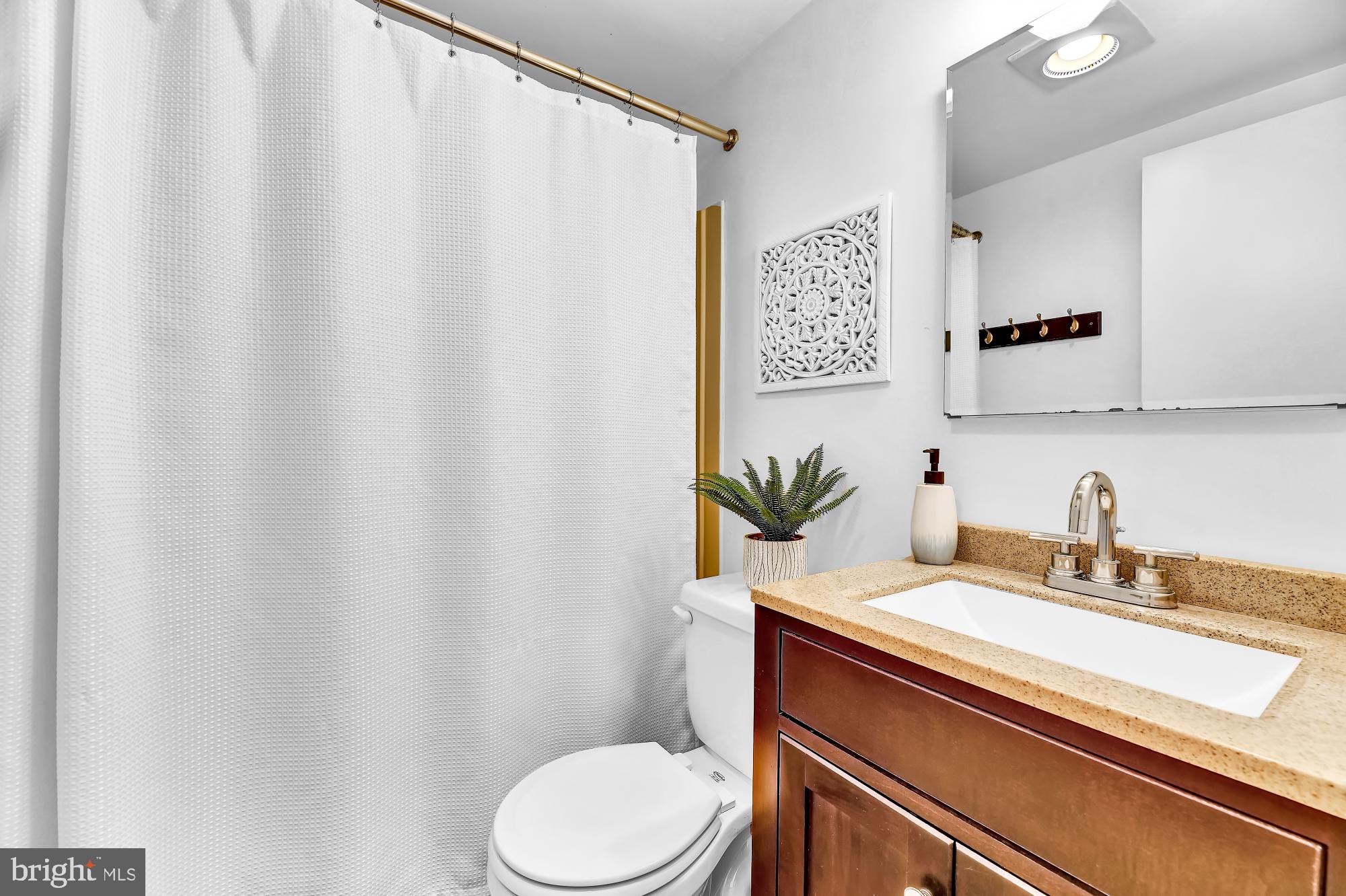 1257 Riverside Avenue, Unit D Baltimore, MD 21230 - Photo 21 of 36 a bathroom with a sink a toilet and a mirror