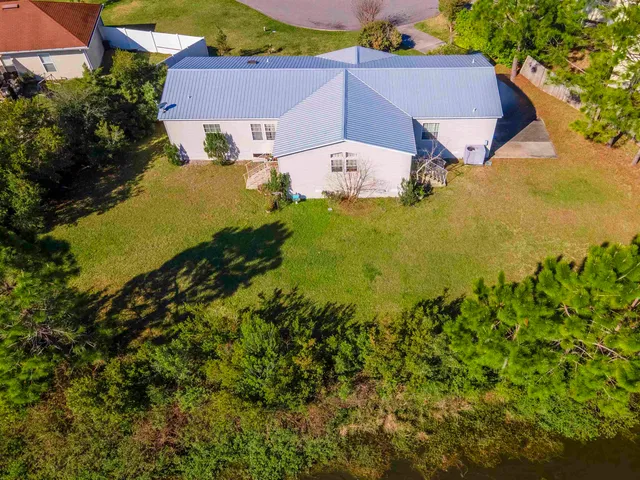 an aerial view of a house