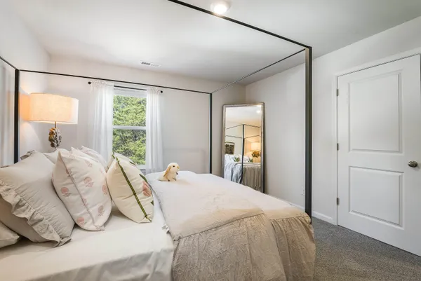 a view of a hallway with windows