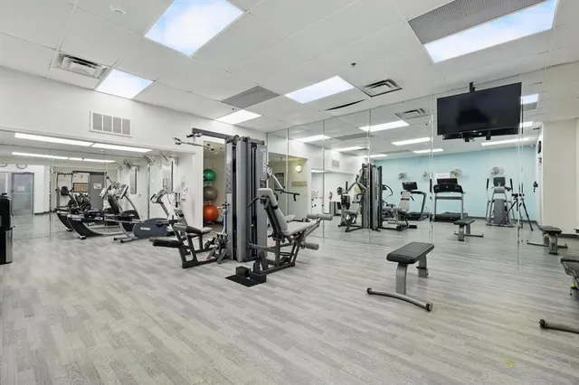 a view of a room with gym equipment