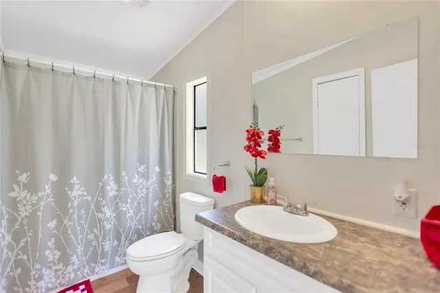 a bathroom with a toilet a sink and a mirror