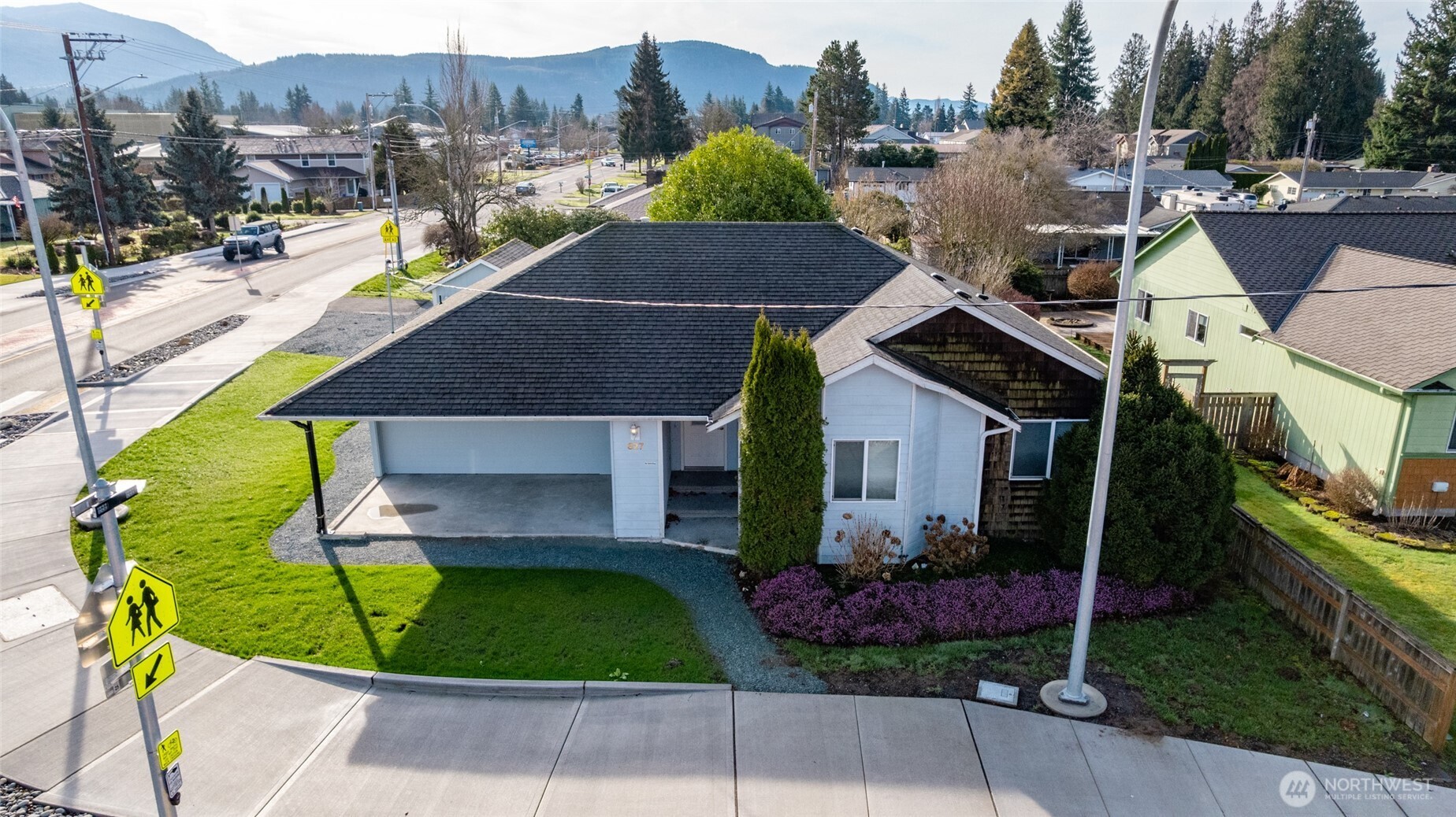 827 John Liner Road Sedro-Woolley, WA 98284 - Photo 24 of 36 a aerial view of a house with a garden and plants