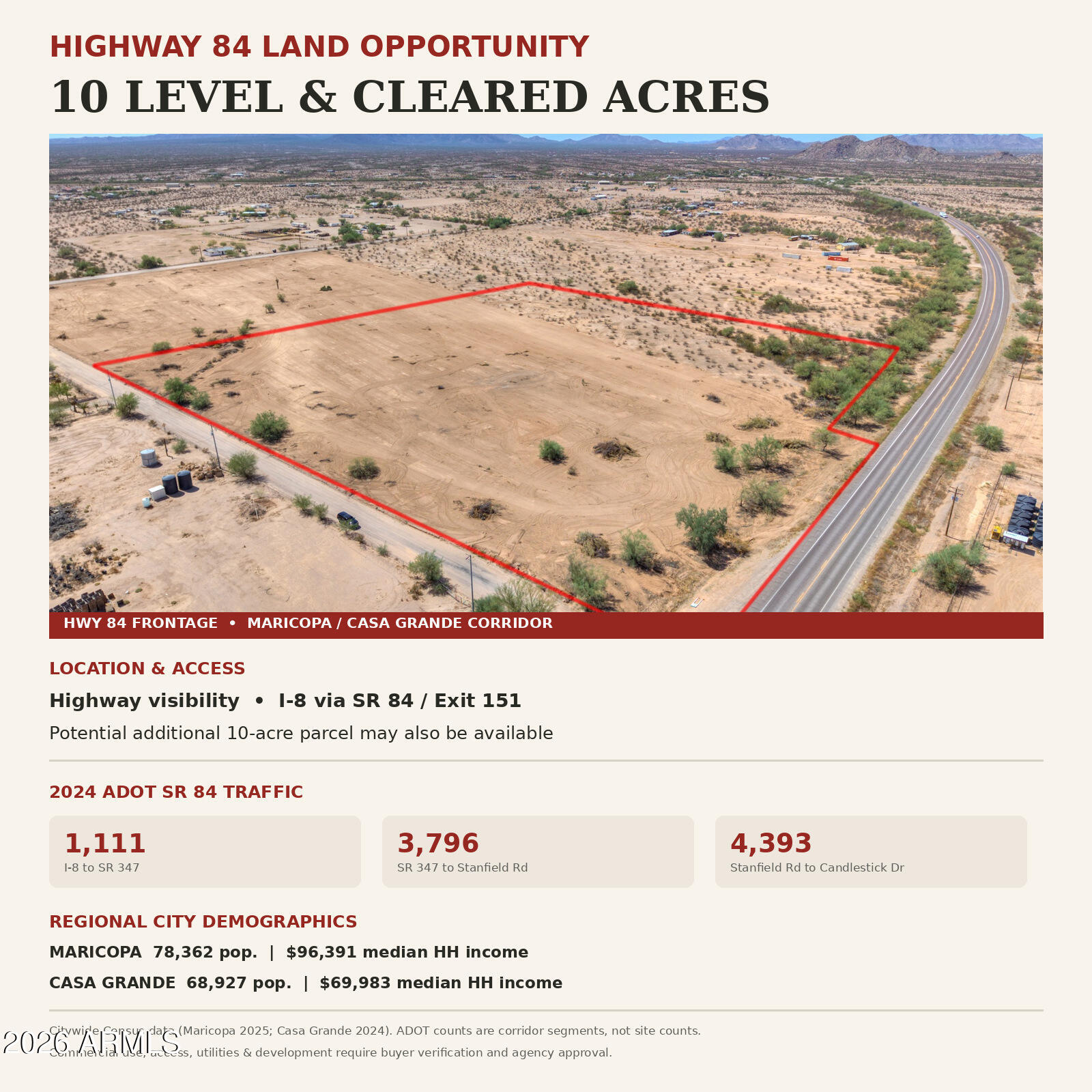 110 South Lopez Road, Unit 1 Stanfield, AZ 85172 - Photo 1 of 19 Hwy_84_10_Acres_MLS_Flyer