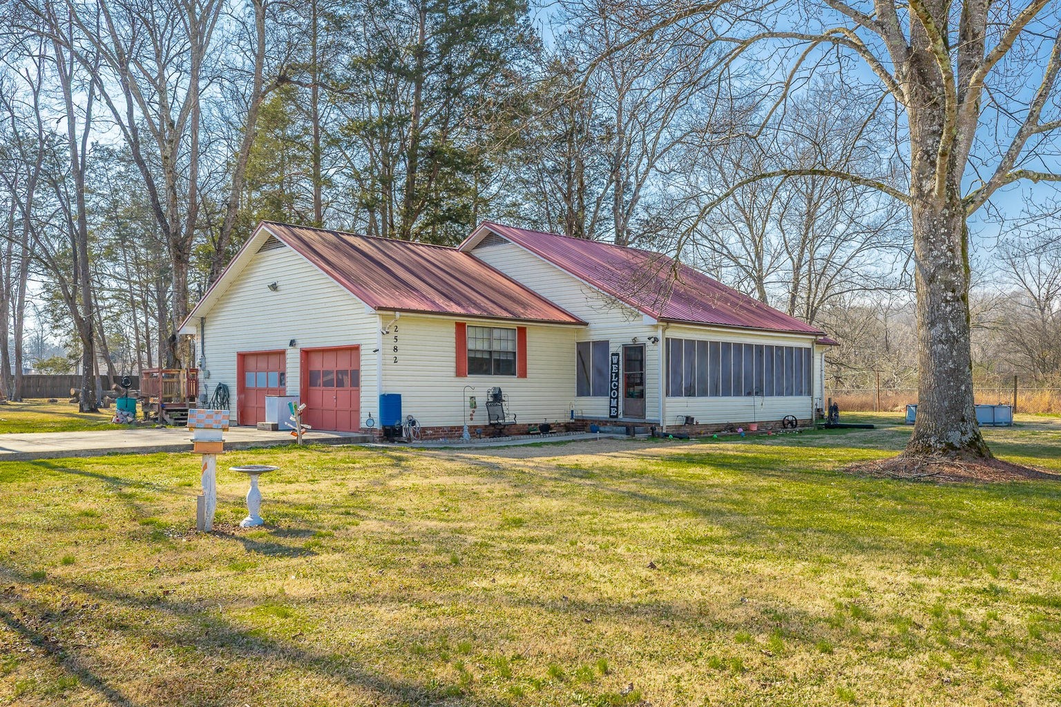 a front view of a house with swimming pool