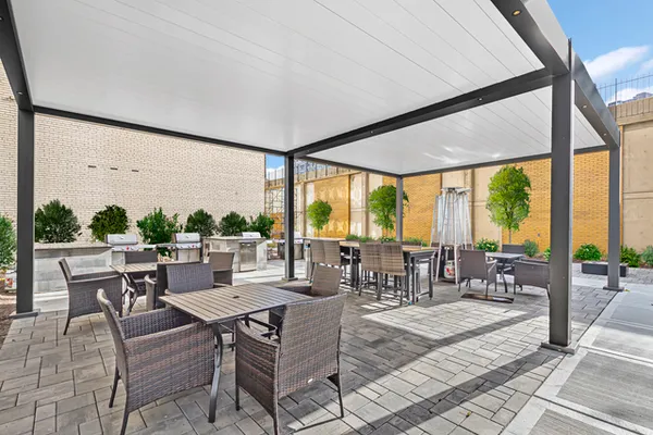 an outdoor space with patio the ocean view