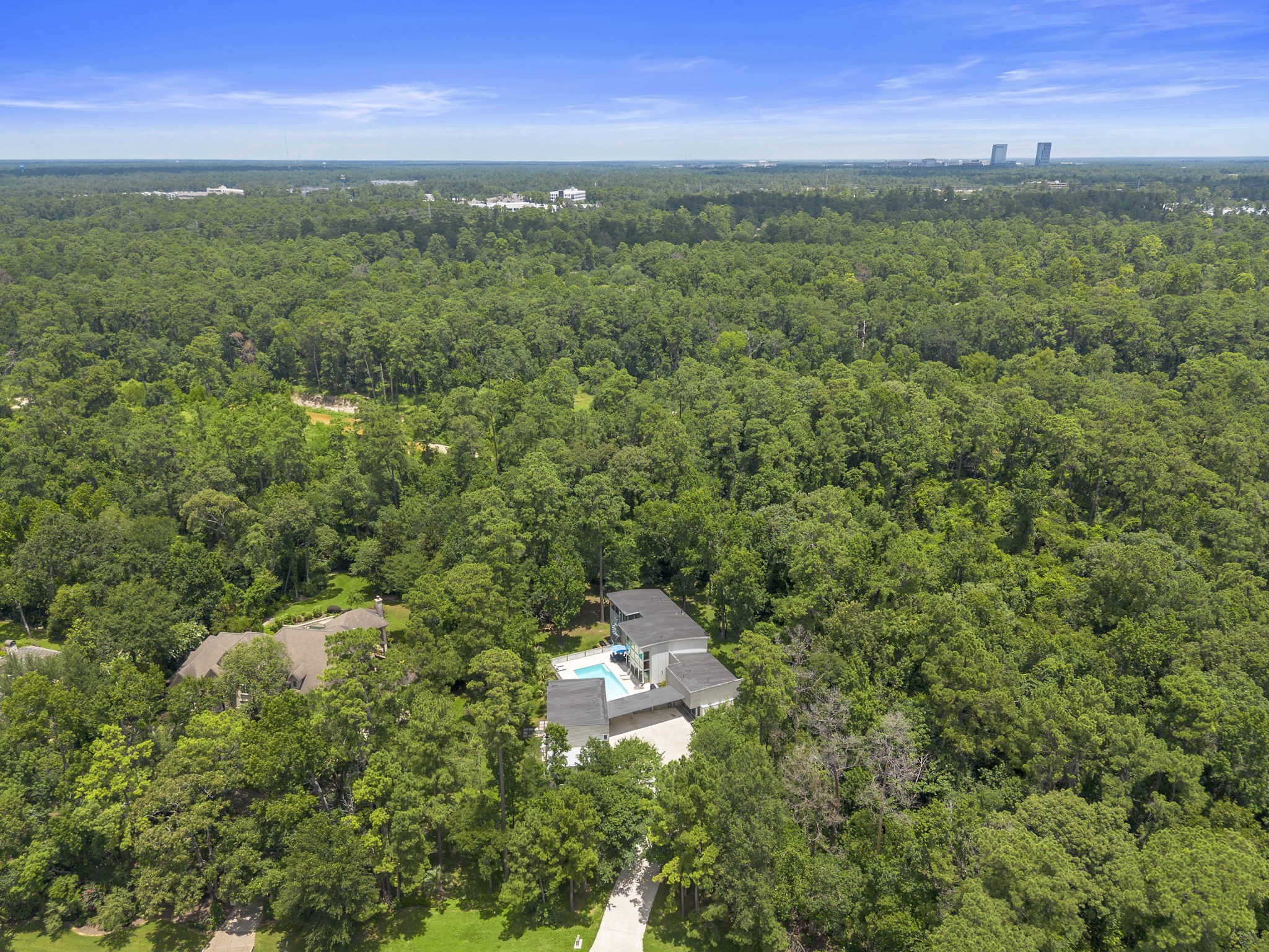 118 Angel Leaf Road Spring, TX 77380 - Photo 43 of 50 Aerial panorama showcasing peaceful wooded surroundings.