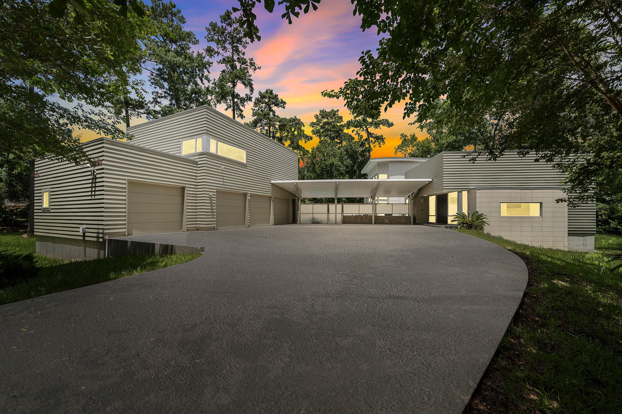 118 Angel Leaf Road Spring, TX 77380 - Photo 50 of 50 Step inside 118 Angel Leaf Road, where architectural elegance meets peaceful nature. This fully furnished, design-forward home features a soaring glass façade, stunning two-story living area, and a freshly replastered 25,000-gallon pool glowing beautifully at night. Tucked next to a serene preserve, this is indoor-outdoor living at its finest.