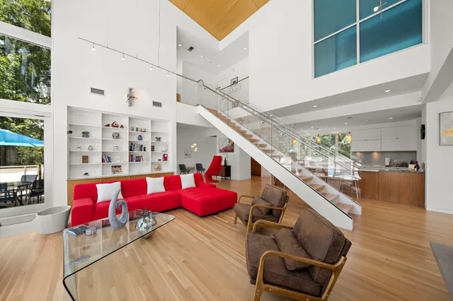 a living room with furniture