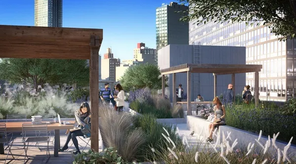 a view of a patio with table and chairs and potted plants