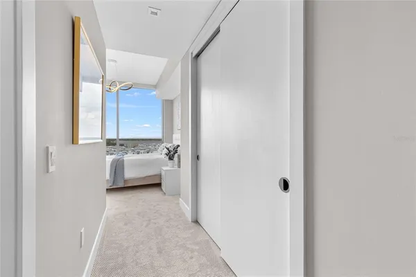 a view of small space with wooden floor