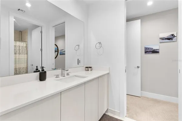 a close view of a sink and a vanity